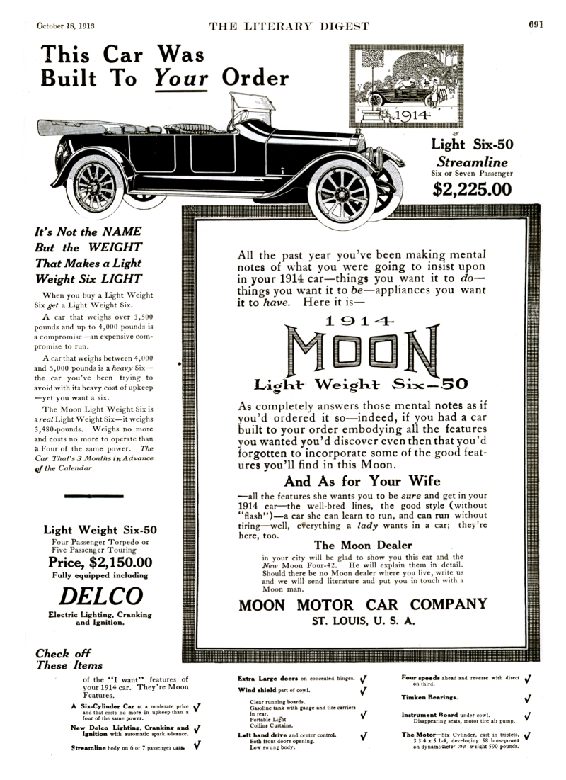 1914 Moon Auto Advertising